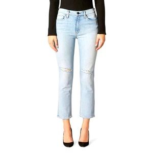 NWT Hudson Revolve Barbara Distressed High-Waist Crop Straight Acid Wash Jean 32